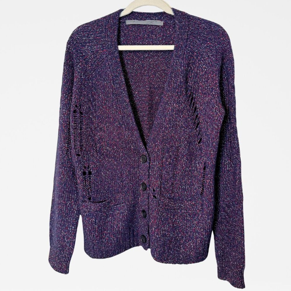 Raquel Allegra Designer Cardigan - Size 2 - Purple Fleck Baby Camel Cashmere